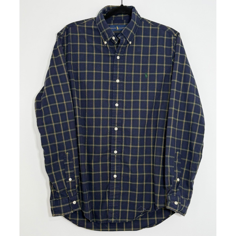 Ralph Lauren Men's M Navy Green Plaid Button Down Shirt